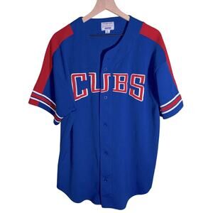CHICAGO CUBS MLB STARTER double lined athletic letter stitch button up jersey XL